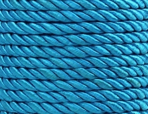 Kordel aus Nylon gedreht Schmuckkordel Zierkordel seidenglänzend 5mm Himmelblau-Aqua/Hellblau