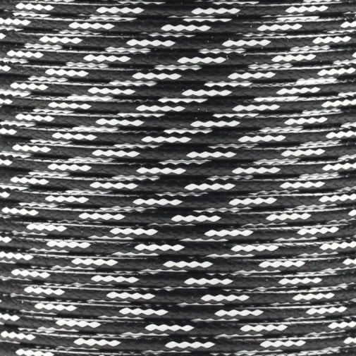 5m Wachsband Polyester gewachst Wachskordel rund 2mm zweifarbig Schwarz-Weiss