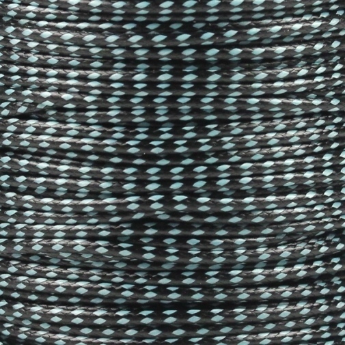 5m Wachsband Polyester gewachst Wachskordel rund 2mm zweifarbig Schwarz-Hellblau/Türkis