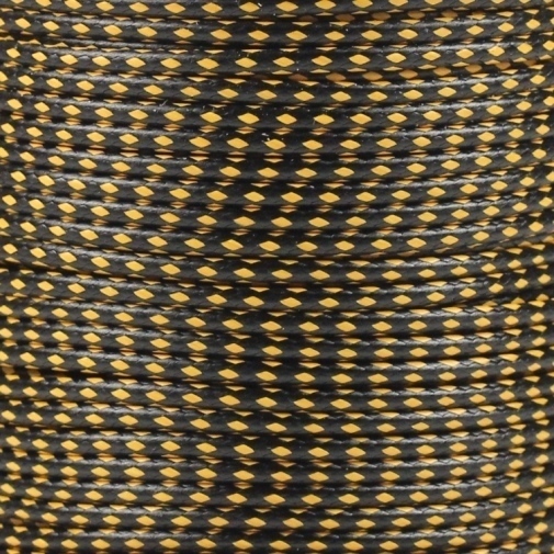5m Wachsband Polyester gewachst Wachskordel rund 2mm zweifarbig Schwarz-GelbOrange
