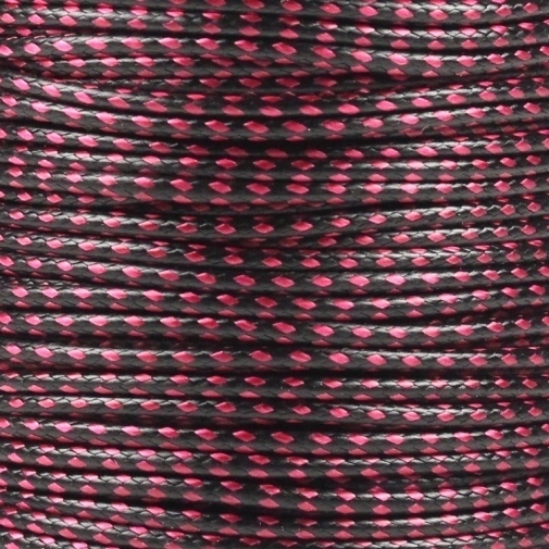 5m Wachsband Polyester gewachst Wachskordel rund 2mm zweifarbig Schwarz-RosaFuchsia
