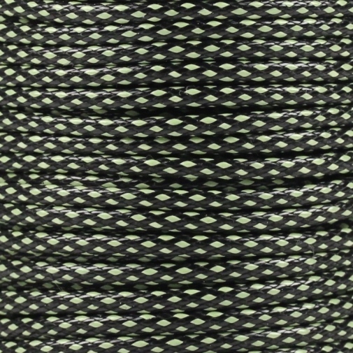 5m Wachsband Polyester gewachst Wachskordel rund 3mm zweifarbig Schwarz-Hellgrün
