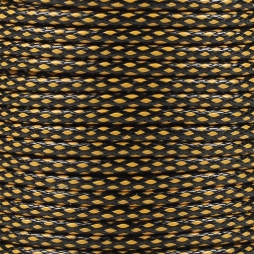5m Wachsband Polyester gewachst Wachskordel rund 3mm zweifarbig Schwarz-GelbOrange