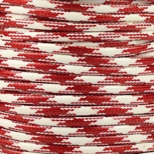 5m Wachsband Polyester gewachst Wachskordel rund 3mm zweifarbig Weiss-Rot