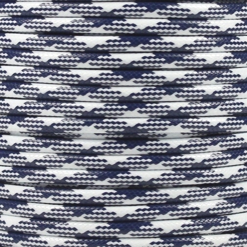 5m Wachsband Polyester gewachst Wachskordel rund 3mm zweifarbig Weiss-Dunkelblau