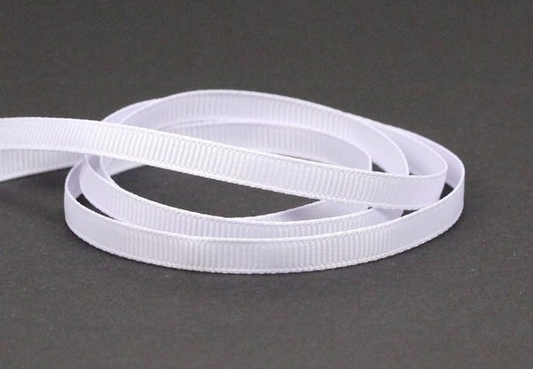 5m Ripsband Schmuckband geripptes Band 6,5mm breit Weiß