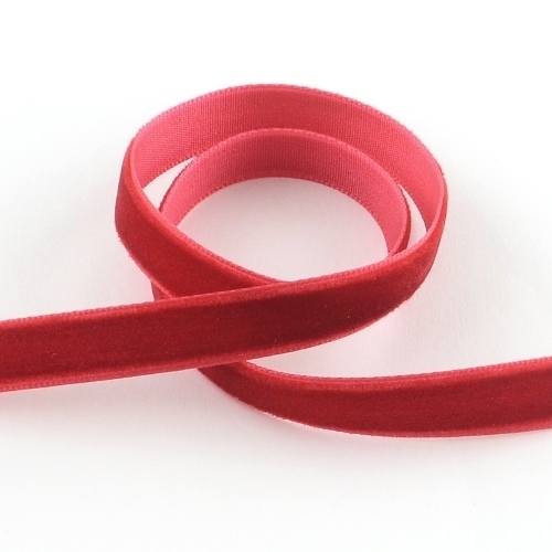 1m Samtband Schmuckband Band Borte einseitig 10mm breit Rot