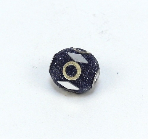 1 Stk. Indonesische Perle Kashmiri Perle Montanablau verziert Rund 15-16,5x14-15mm