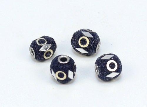 1 Stk. Indonesische Perle Kashmiri Perle Montanablau verziert Rund 15-16,5x14-15mm