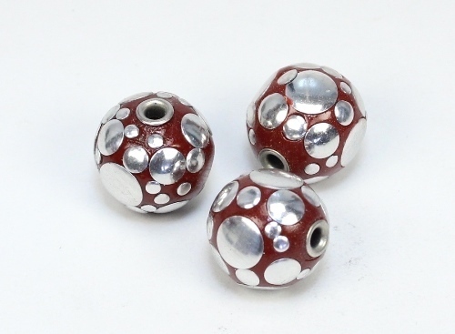 1 Stk. Indonesische Perle Kashmiri Perle Rot-Braun verziert Rund 22-23x22,5-23mm
