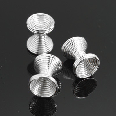 10 Stk. Stahlperlen Spiralperlen Diabolo Spacer Silber 12x7mm