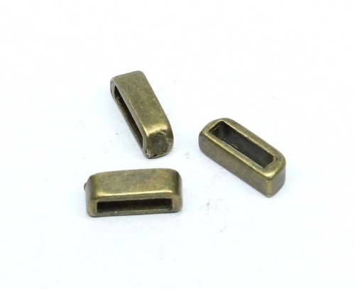 2 Stk. Metall Schiebeperlen Charm Slider Rechteck flach 4,5x13x5mm Antikbronze