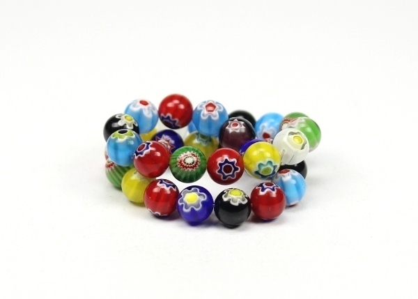Millefiori Glasperlen mehrfarbig bunte Mischung Handarbeit Blume Perlen Rund 12mm/11-12mm