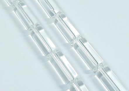 10 Stk. Kristall Glasperlen * Röhrchen / Zylinder * Kristall * 16x5mm