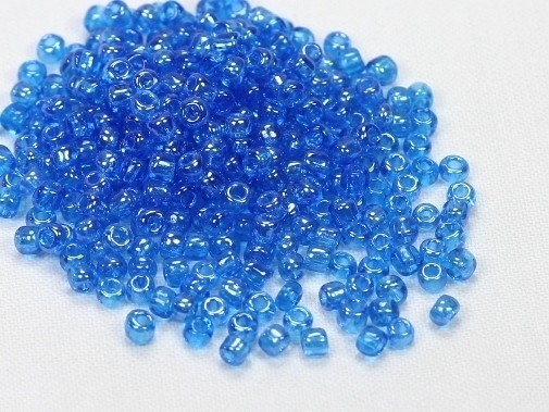 500g Rocailles Glasperlen Rund Transparent Lüster Blau 8/0 (ca. 2,8-3mm)