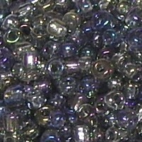 500g Rocailles Glasperlen Rund Transparent Regenbogen Grau-Anthrazit 10/0 (ca. 2-2,2mm)