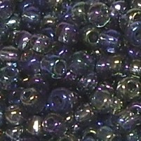 500g Rocailles Glasperlen Rund Transparent Regenbogen Grau-Anthrazit 8/0 (ca. 2,8-3mm)