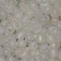 500g Rocailles Glasperlen Rund Transp. Matt Regenbogen Kristall/Weiß 10/0 (ca. 2-2,2mm)