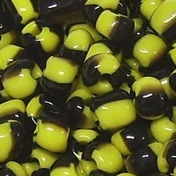 500g Rocailles Glasperlen Rund Opak zweifarbig gestreift Gelb-Schwarz 6/0 (ca.4mm)
