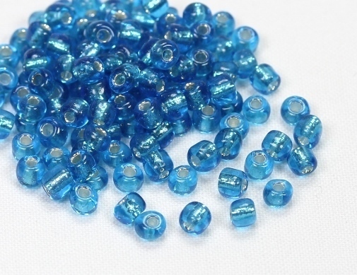 500g Rocailles Glasperlen Rund Silbereinzug Blau 6/0 (ca. 4mm)