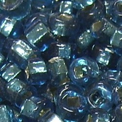500g Rocailles Glasperlen Rund, Bohrung quadratisch Silbereinzug Blau 6/0 (ca. 4mm)