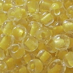 500g Rocailles Glasperlen Rund Kristall / Farbeinzug in Gelb 6/0 (ca. 4mm)