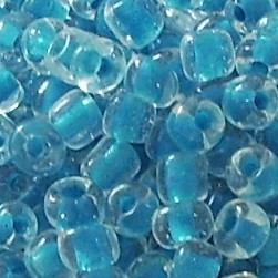 500g Rocailles Glasperlen Rund Kristall / Farbeinzug in Türkisblau 6/0 (ca. 4mm)