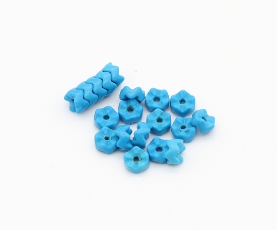 20 Stk. Türkis Perlen gewellte Scheiben 6,5x3,5mm Blau Schmucksteine