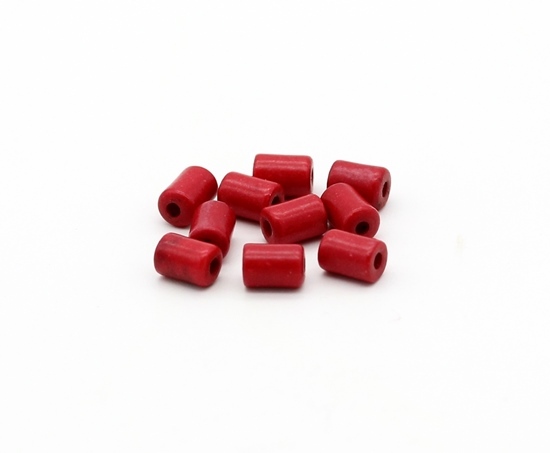 10 Stk. Türkis Perlen Röhrchen Tube 4,8-5x3,5mm Rot Schmucksteine