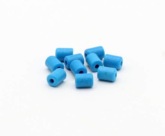 10 Stk. Türkis Perlen Röhrchen Tube 4,8-5x3,5mm Blau Schmucksteine