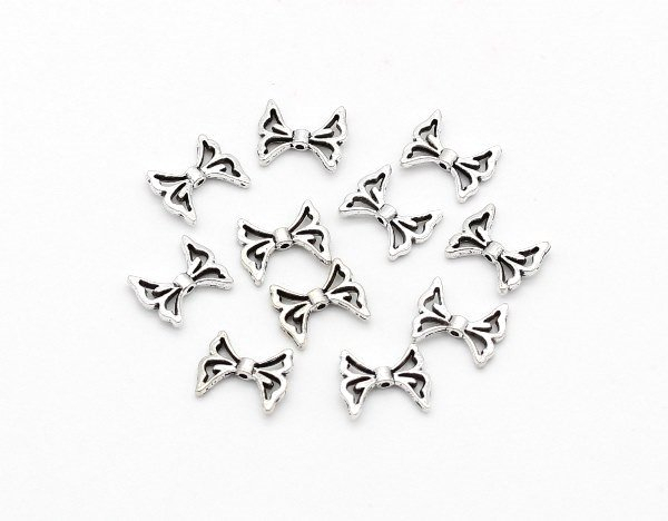 Metall Perlen Engelsflügel Schmetterling Schleife Flügel Antiksilber 15,3x12,5x3mm