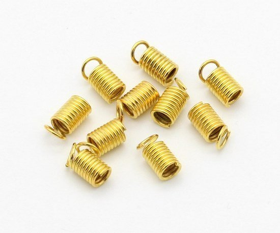 Metall Spiralkappen Spiral Endkappen Goldfarben 9,5x5mm / Ø 3,5mm